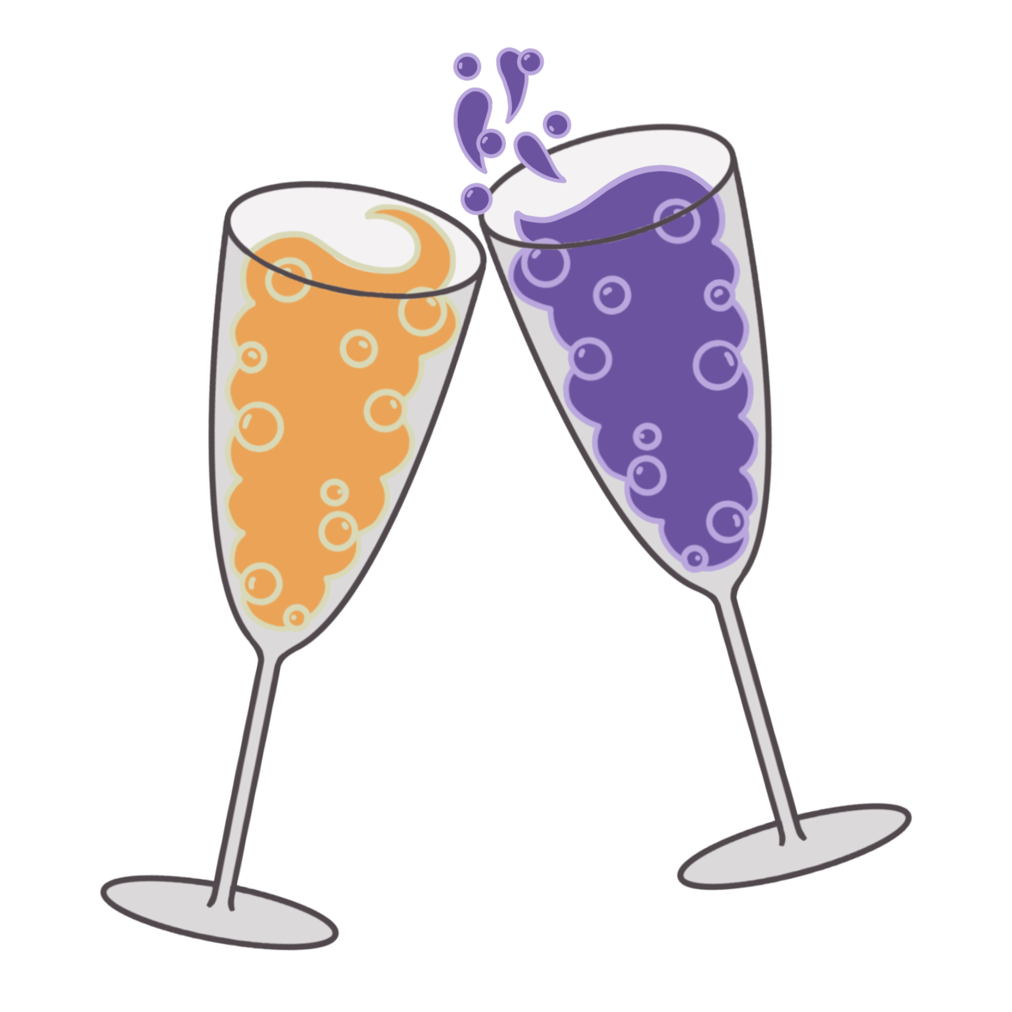 symbol for events. two champagne glasses clinking