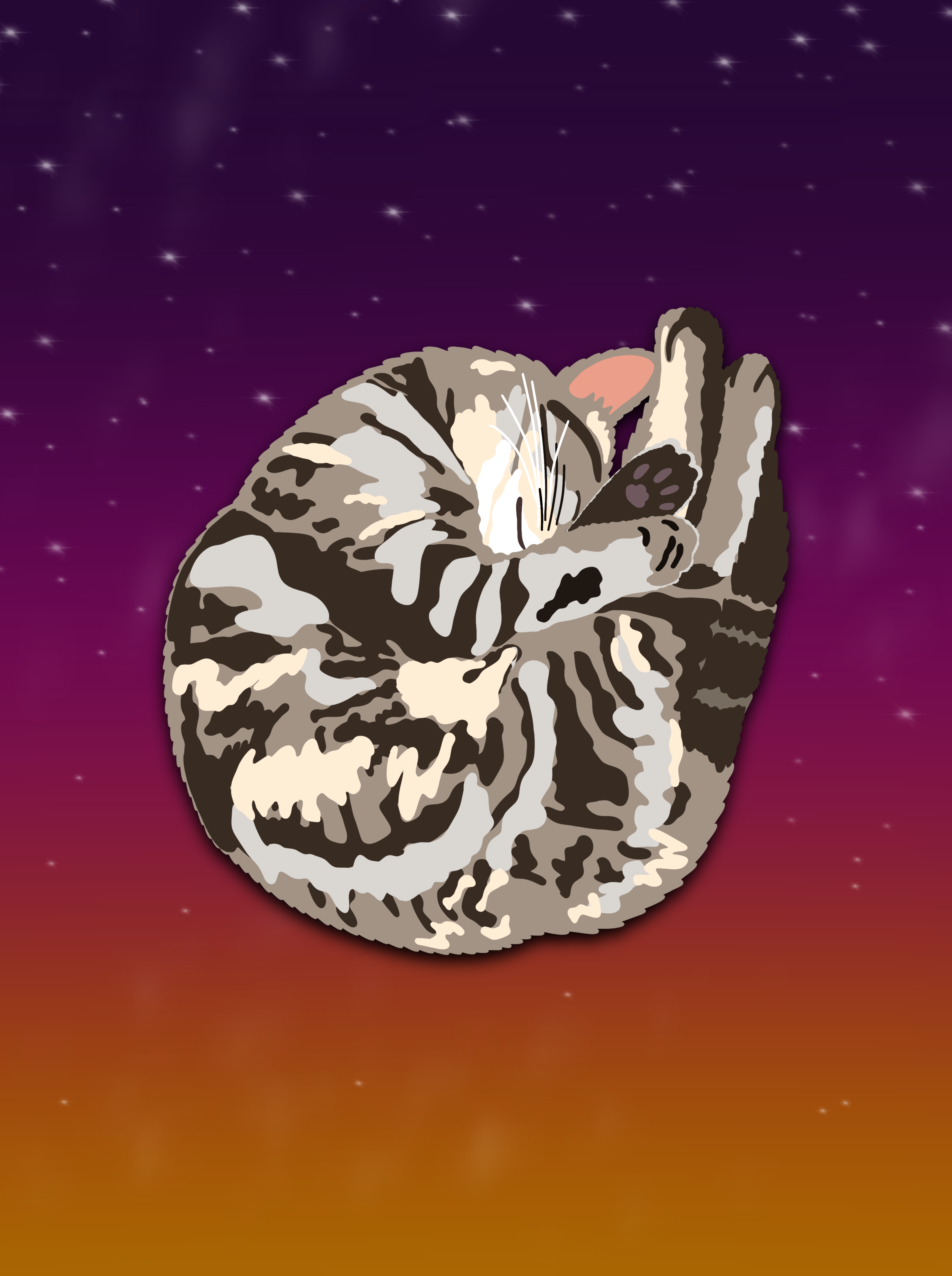 digital art of Morgan the tabby cat napping