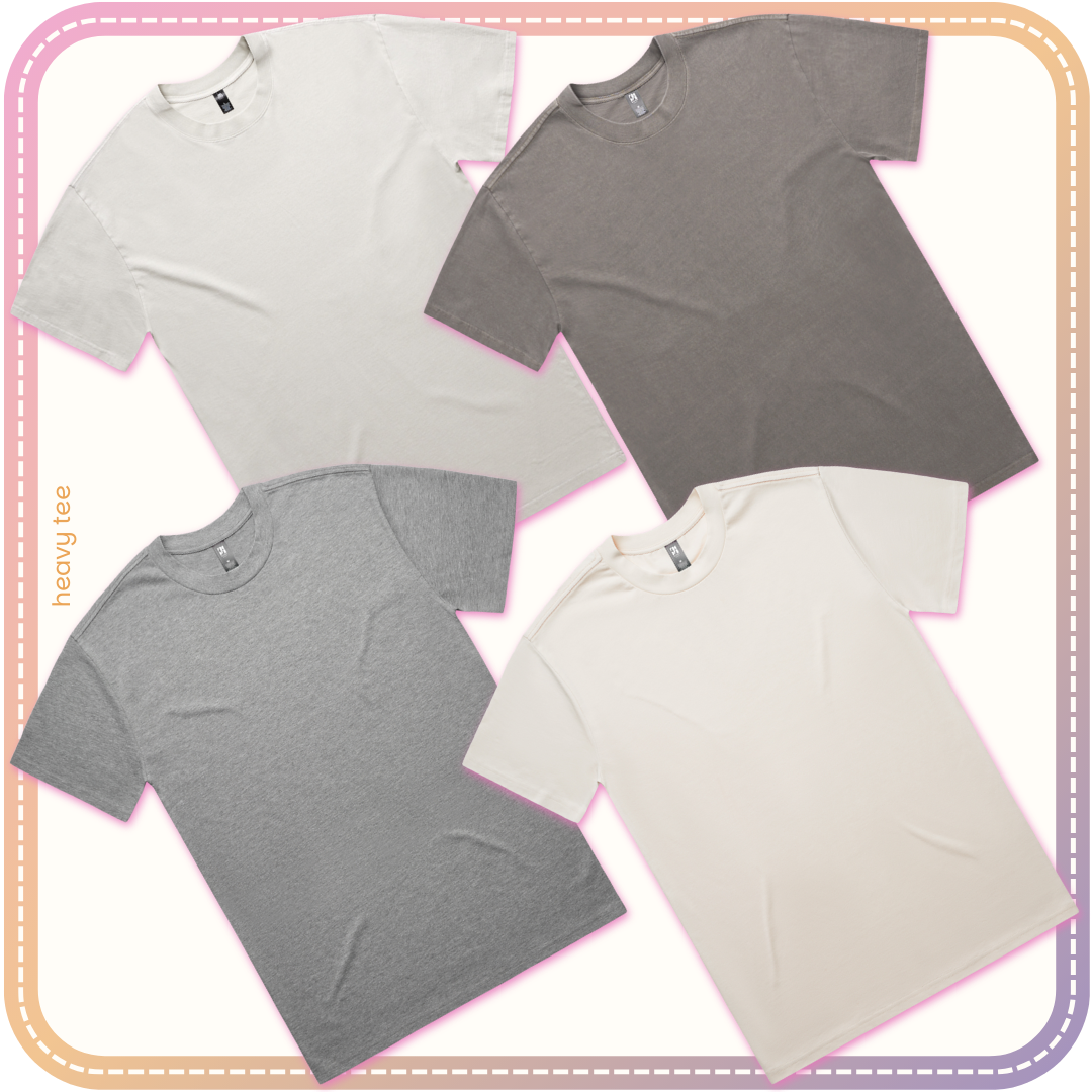 different colours of heavy weight tshirts available