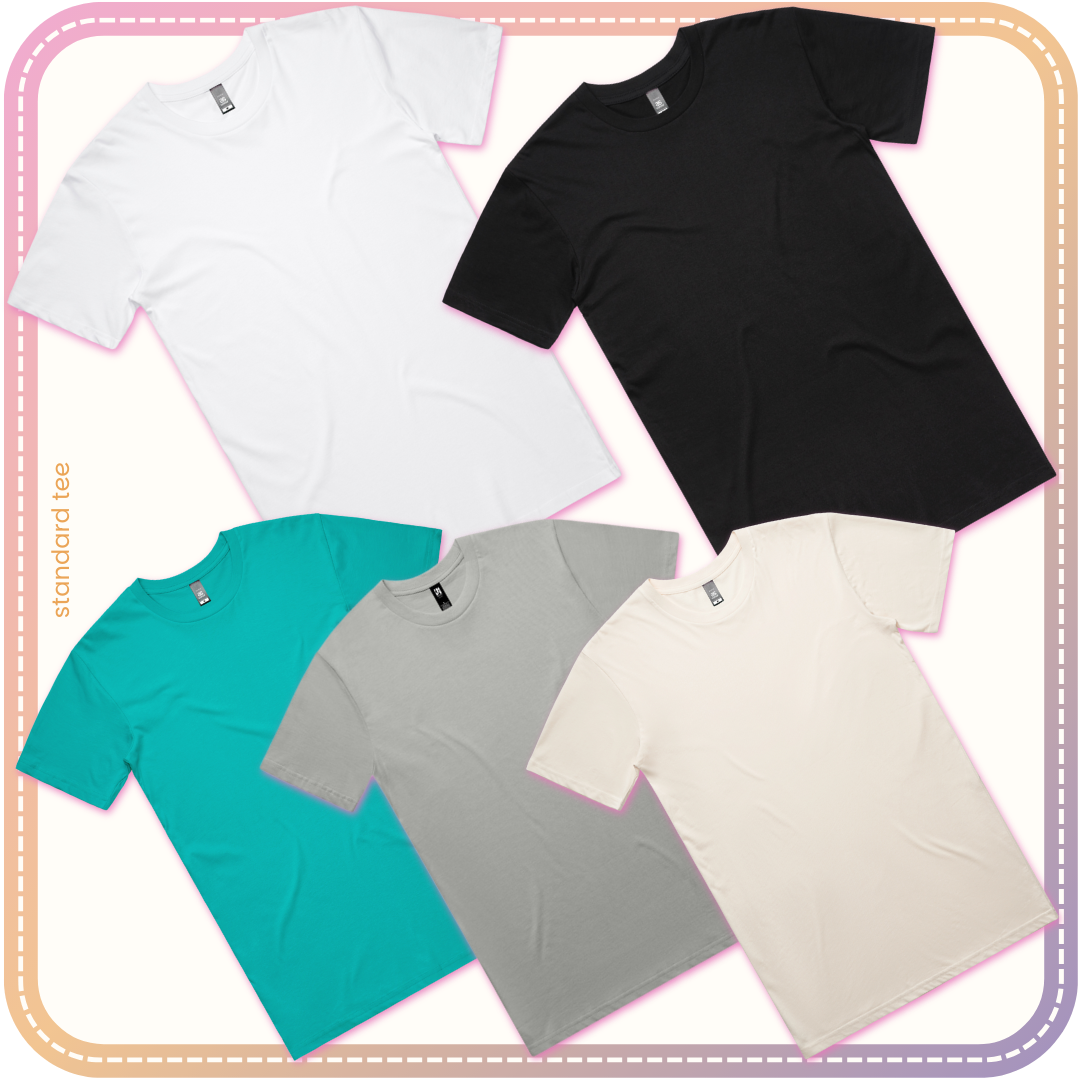 different colours of standard tshirts available