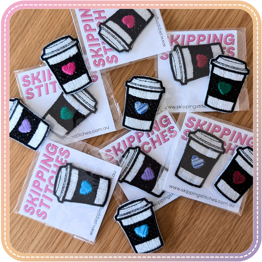custom patches of mini takeaway coffee cups