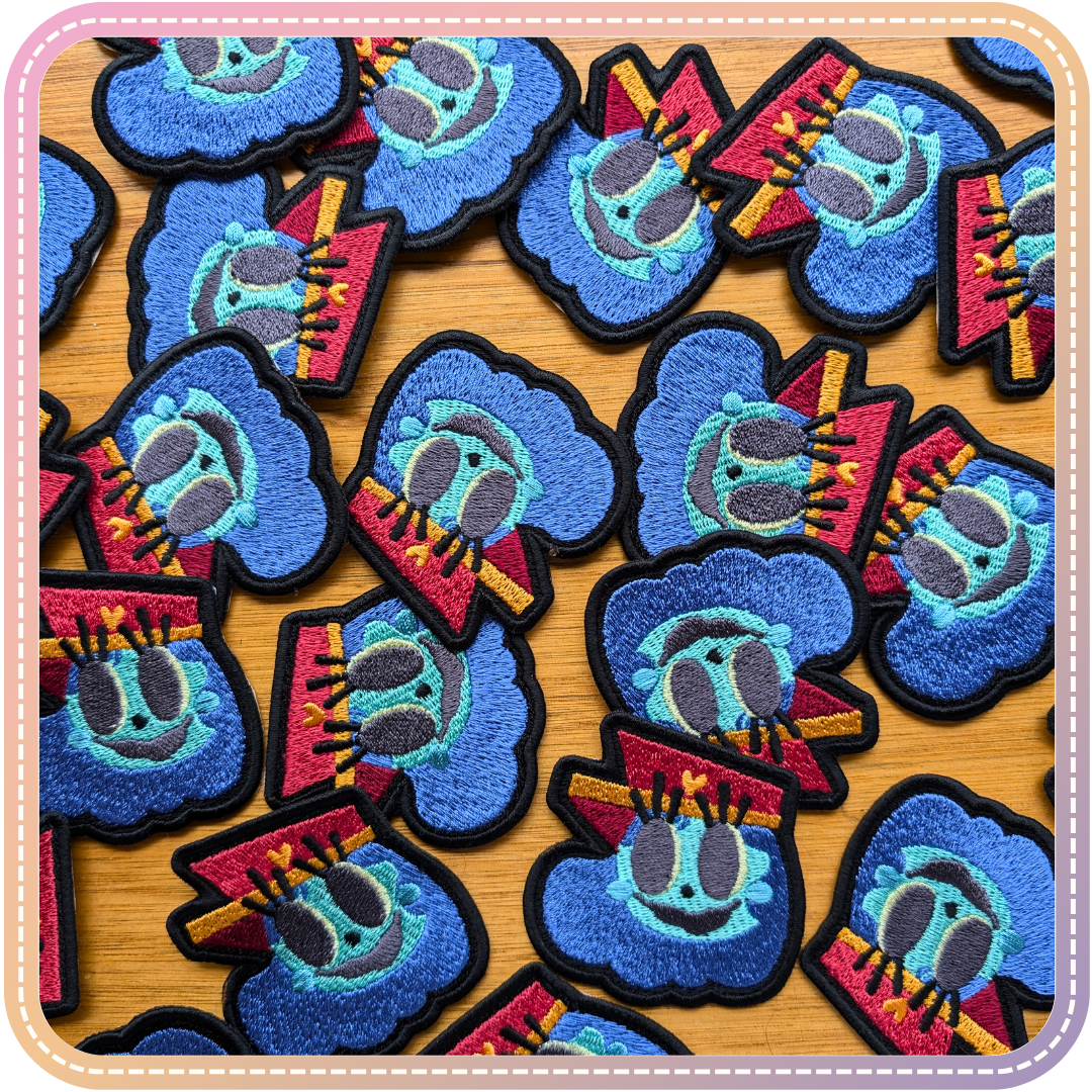 custom patches for indie games label Fellow Traveller