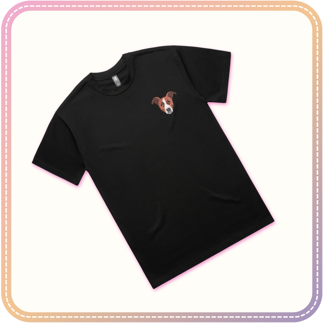 black tshirt with dog embroidery mockup