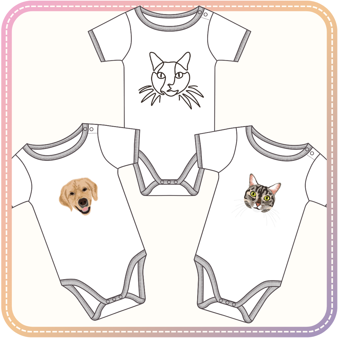 mockup of baby onesies with ambassador embroidery
