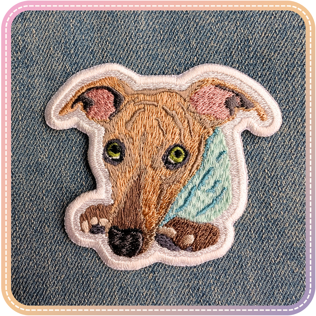 image of kemba whippet patch on denim background