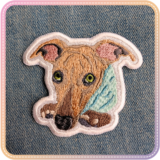 image of kemba whippet patch on denim background