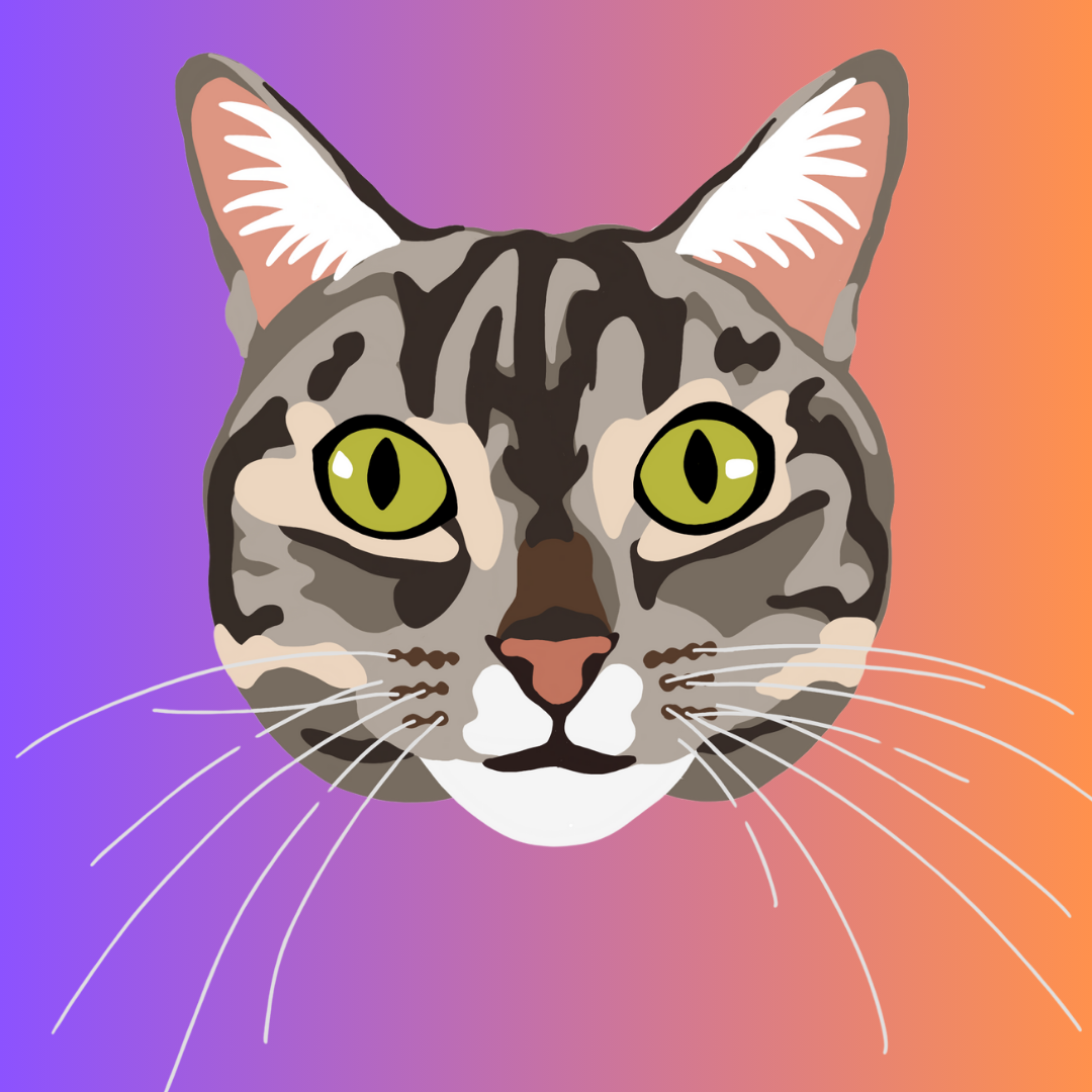digital art of the tabby cat Morgan, a fur ambassador