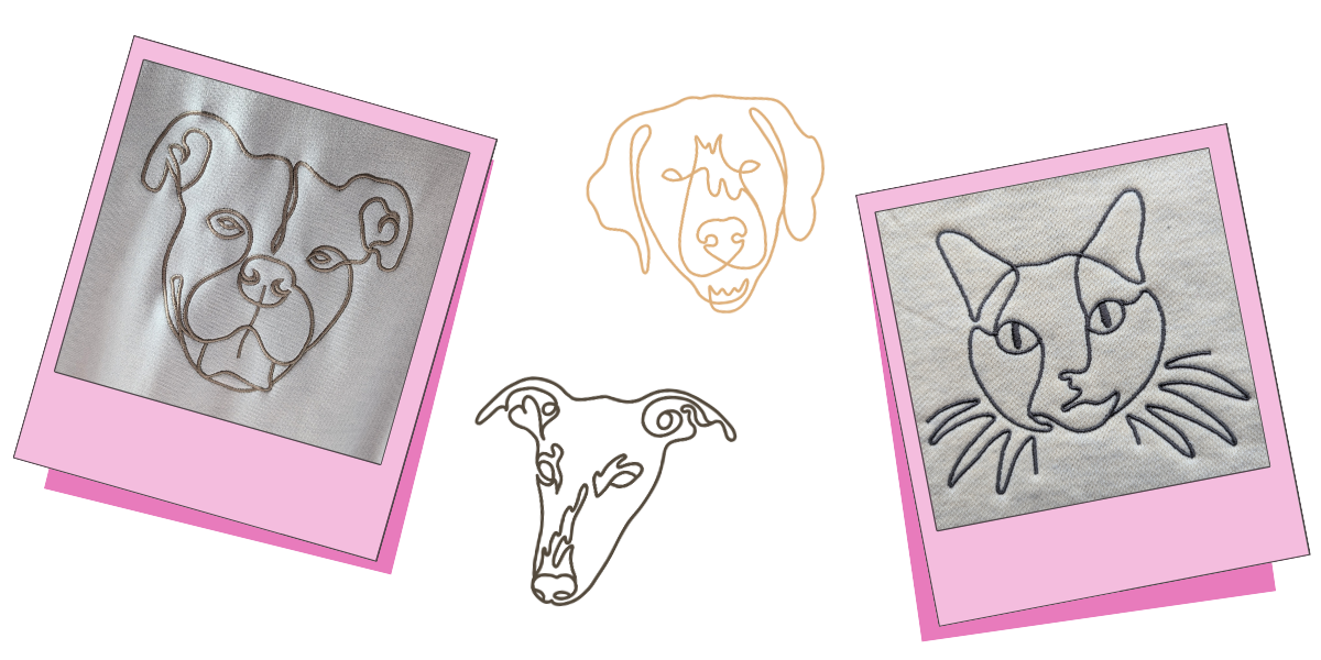 compilation of different outline style embroidery designs