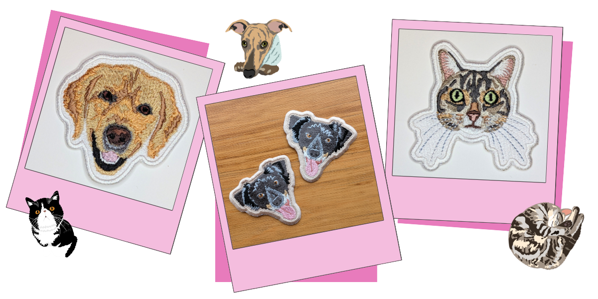 compilation of different pop style embroidery designs