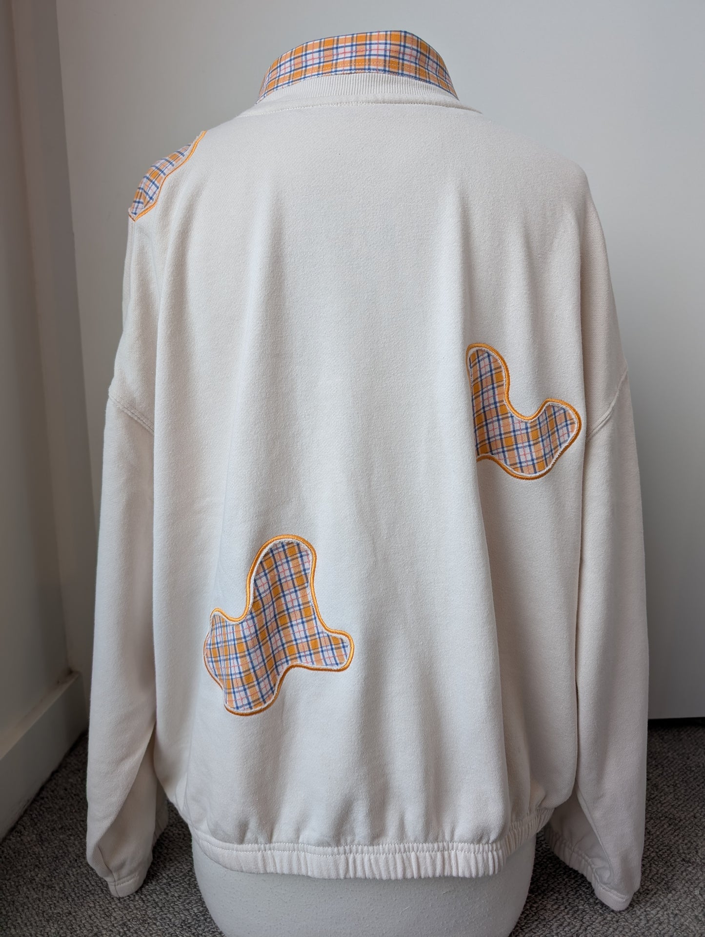 Upcycled Collared Crew 🧡&💙 [ooak]